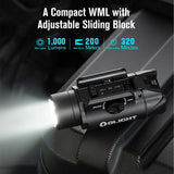 Olight PL-3S Valkyrie LED Weapon Light - 1000 Lumens - Includes 2 x CR123A - Black or Desert Tan