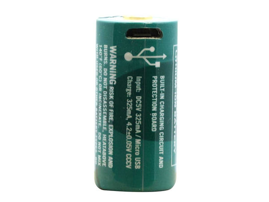 Olight ORBC-163C06 RCR123A / 16340 650mAh 3.7V Protected Lithium Ion (Li-Ion) Button Top Battery with Micro USB Charging Port - Retail Card