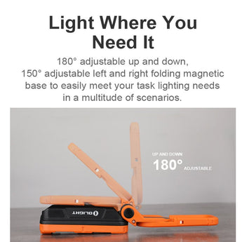 Olight Swivel Pro USB-C Recharegeable Work Light - 1100 Lumens - Uses Built-In 5200mAh Li-ion Battery Pack - Orange