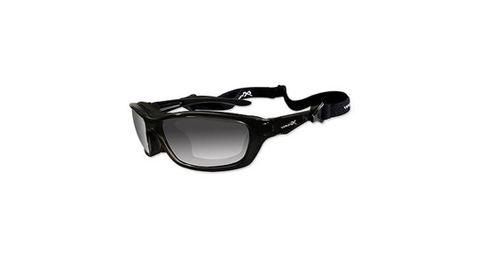 Wiley X Brick Climate Control Sunglasses Rx Ready with High Velocity Protection - Gloss Black Frame with Polarized Smoke Grey Lenses (857)