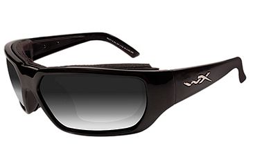 Wiley X Rout Climate Control Sunglasses Rx Ready with High Velocity Protection - Gloss Black Frame with Smoke Grey Lenses (CCROU01)
