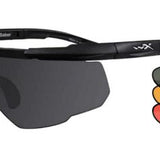Wiley X Saber Advanced Changeable Sunglasses with High Velocity Protection - Matte Black Frame with Smoke Grey - Light Rust - Vermillion Lens Kit (309)