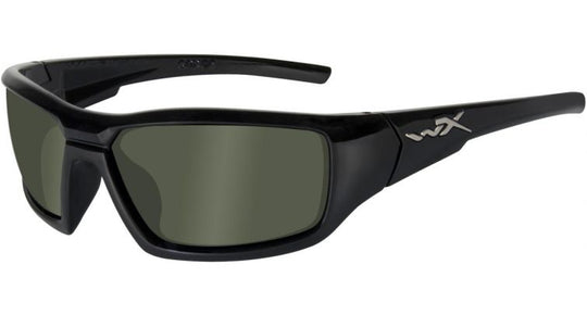 Wiley X WX Censor Street Sunglasses Rx Ready with High Velocity Protection - Gloss Black Frame with Polarized Smoke Green Lenses (SSCEN04)