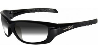 Wiley X WX Gravity Climate Control Sunglasses Rx Ready with High Velocity Protection - Gloss Black Frame with LA Light Adjust Smoke Grey Lenses (CCGRA05)
