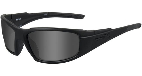 Wiley X WX Rush Active Sunglasses Rx Ready with High Velocity Protection - Black Ops Matte Black Frame with Smoke Grey Lenses (ACRUS01)