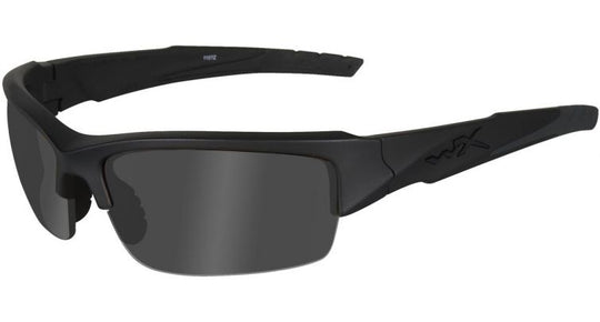 Wiley X WX Valor Changeable Sunglasses Rx Ready with High Velocity Protection - Black Ops Matte Black Frame with Smoke Grey Lenses (CHVAL01)