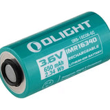 Olight IMR RCR123A / 16340 650mAh 3.7V Protected Lithium Ion (Li-ion) Button Top Battery for the Perun 2 Mini and Baton 4
