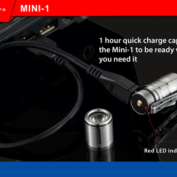 JETBeam Mini-1 Ti USB Rechargeable Titanium Keylight - CREE XP-G2 LED - 130 Lumens - Includes 1 x 10180