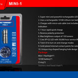 JETBeam Mini-1 Ti USB Rechargeable Titanium Keylight - CREE XP-G2 LED - 130 Lumens - Includes 1 x 10180