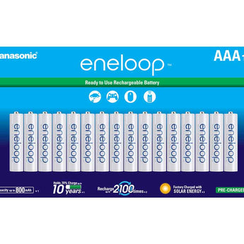 Panasonic Eneloop BK-4MCCA16FA AAA 800mAh 1.2V Low Self Discharge Nickel Metal Hydride (NiMH) Button Top Batteries - 16 Pack Retail Card