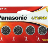 Panasonic CR2016 90mAh 3V Lithium (LiMnO2) Coin Cell Battery - 4 Piece Wide Size Carded Packaging