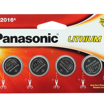 Panasonic CR2016 90mAh 3V Lithium (LiMnO2) Coin Cell Battery - 4 Piece Wide Size Carded Packaging