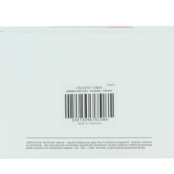 Panasonic CR2025 165mAh 3V Lithium (LiMnO2) Coin Cell Battery - 10 Piece Wide Size Carded Packaging