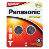 Panasonic CR2032 220mAh 3V Lithium (LiMnO2) Coin Cell Battery - 2 Piece Standard Size Carded Packaging