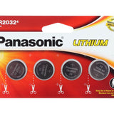 Panasonic CR2032 220mAh 3V Lithium (LiMnO2) Coin Cell Battery - 4 Piece Wide Size Carded Packaging