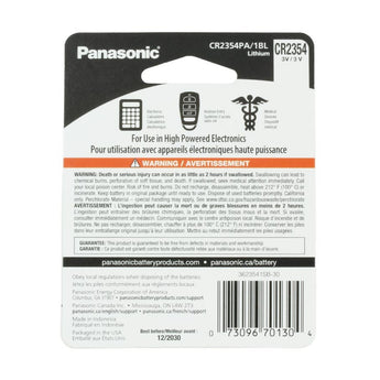 Panasonic CR2354 560mAh 3V Lithium Primary (LiMnO2) Coin Cell Watch Battery - 1 Piece Carded Packaging