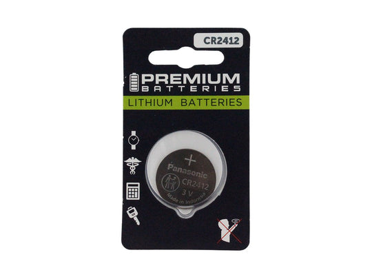 Panasonic CR2412 100mAh 3V Lithium (LiMNO2) Coin Cell Batteries - 1 Piece Blister Pack