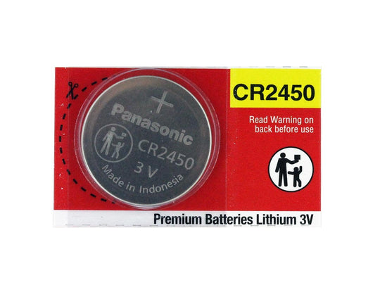Panasonic CR2450 620mAh 3V Lithium Primary (LiMnO2) Coin Cell Battery - 1 Piece Tear Strip, Sold Individually