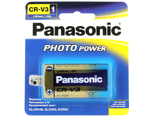 Panasonic CR-V3A/1B 3300mAh 3V Lithium Primary (LiMNO2) Button Top Camera Battery - 1 Piece Retail Card