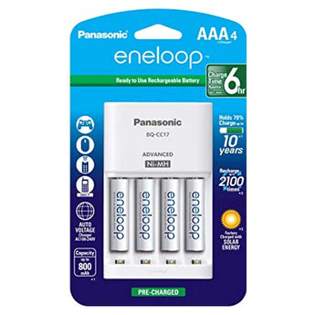 Panasonic Eneloop 4-Position Charger with 4 x 800mAh NiMH Low Self Discharge AAA Batteries (K-KJ17M3A4BA)