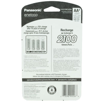 Panasonic Eneloop K-KJS1MCA-2BA AA 2000mAh 1.2V Low Self Discharge Nickel Metal Hydride (NiMH) Button Top Batteries with D Cell Spacers - 2 Pack Retail Card