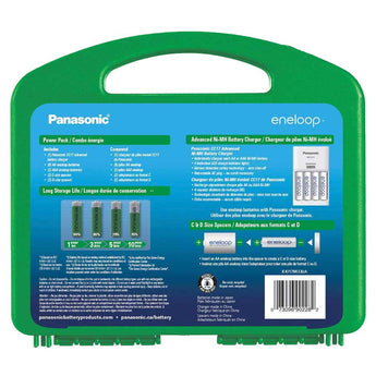 Eneloop Power Pack, 2000mAh Typical, 1500 cycle, 8xAA, 2xAAA, 2 C size adapters, 2 D size adapters, and 4-position charger