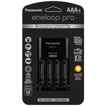 Panasonic Eneloop Pro 4-Position Charger with 4 x 950mAh NiMH Low Self Discharge AAA Batteries (K-KJ17K3A4BA)