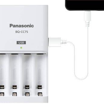 Panasonic Eneloop Advanced Charger with 4 x 800mAh NiMH Low Self Discharge AAA Batteries (K-KJ75M3A4BA)