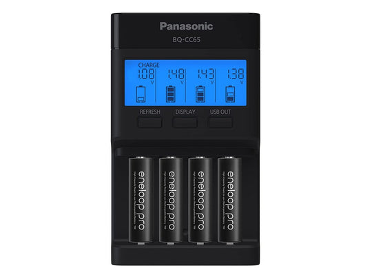 Panasonic Eneloop BQ-CC65 Charger with 4 x 2550mAh NiMH Low Self Discharge AA Batteries (K-KJ65KHA4BA)