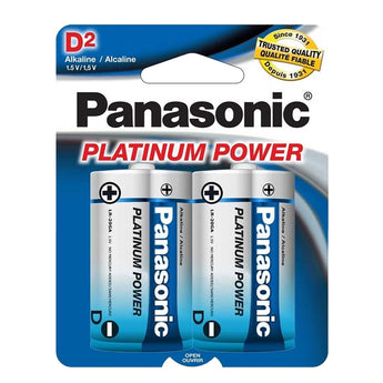 Panasonic Platinum Power LR20XP-2B D-cell 1.5V Alkaline Button Top Batteries - 2-Pack Retail Card