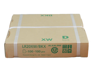 Panasonic Industrial LR20XWA Alkaline 1.5V D-cell Alkaline Button Top Batteries - Box of 100 