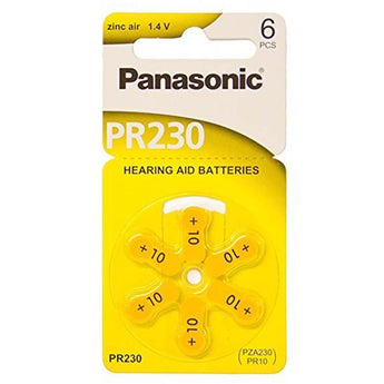 Panasonic PR10 (6PK) Size 10 75mAh 1.4V Zinc Air Hearing Aid Batteries - 6 Pack Retail Card