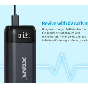 XTAR PB2SL Portable Li-ion Charger and Powerbank - Black, Blue, or Red