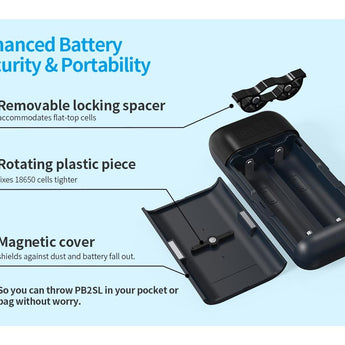 XTAR PB2SL Portable Li-ion Charger and Powerbank - Black, Blue, or Red