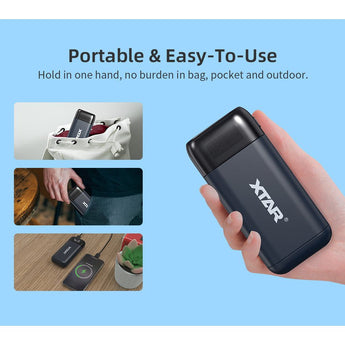 XTAR PB2SL Portable Li-ion Charger and Powerbank - Black, Blue, or Red