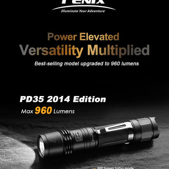 Fenix PD35 (2014) Portable High Intensity Flashlight - CREE XM-L2 U2 LED - 960 Lumens - Uses 1 x 18650 or 2 x CR123A