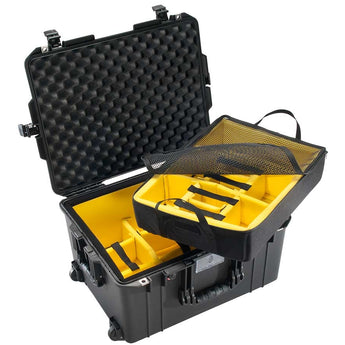 Pelican Air 1607 Wheeled Watertight Protector Case - Without Foam, With Foam, or With Dividers - 24.1 x 18.8 x 13.3-inches - Black