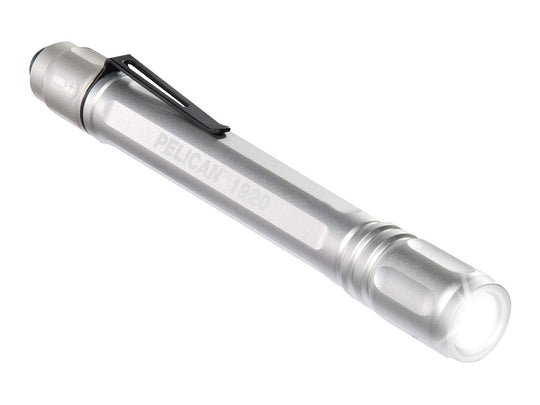 Pelican 1920 Compact LED Flashlight - 120 Lumens - Includes 2 x AAAs  - Silver (19200-0000-180)