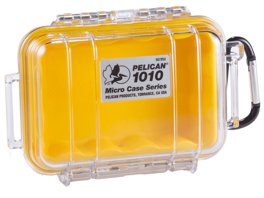 COMBO KIT: Pelican 1010 Watertight Case- Clear Yellow / 12 Titanium CR123A's / Pre-Cut Foam Insert