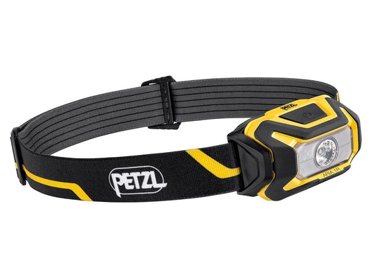 Petzl Aria 1R Rechargeable LED Headlamp - 450 Lumens - Includes 1 x 3.6V 1250mAh LI-ion CORE Battery Pack - Black and Yellow