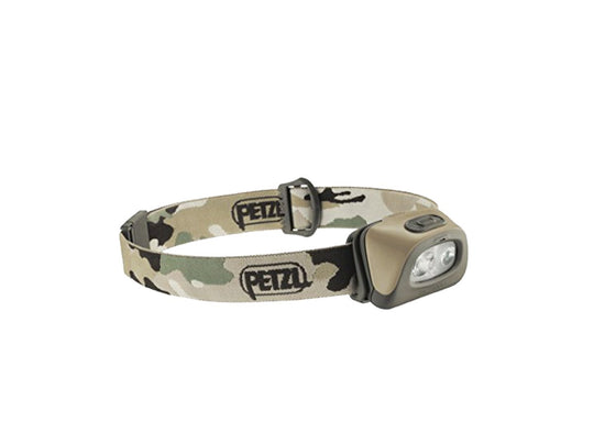 PETZL E89AA Tactikka+ Headlamp - White and Red LEDs - 250 Lumens - Includes 3 x AAAs - Desert