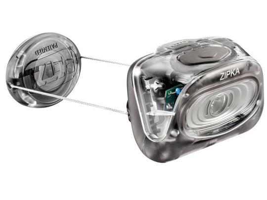 Petzl Classic ZIPKA LED Headlamp with Retractable Cord - 100 Lumens - Wide Beam Pattern - Includes 3 x AAA/LR03s - Black (E93ZNE)