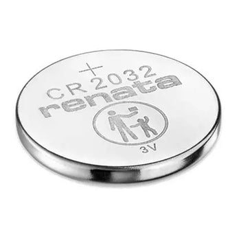 Renata CR2032 battery on a white background
