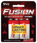Rayovac Fusion A1604-2T 9V Alkaline Batteries with Snap Connectors - 2 Piece Retail Card