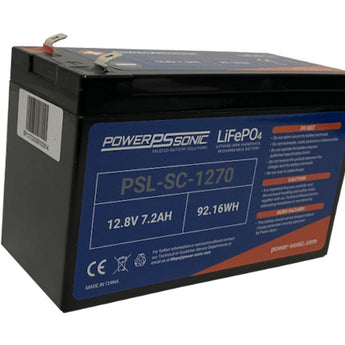 Power-Sonic PSL-SC-1270 7.2AH 12.8V Rechargeable Deep Cycle Lithium Iron Phosphate (LiFePO4) Battery - F2 Terminals