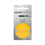 PowerOne Size 10 11mAh 1.2V NiMh Rechargeable Hearing Aid Batteries - 2 Pack Retail Card