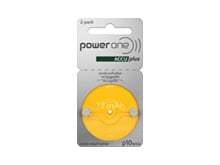 PowerOne Size 10 11mAh 1.2V NiMh Rechargeable Hearing Aid Batteries - 2 Pack Retail Card