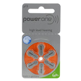 PowerOne P13-6PK-MF (6PK) Size 13 300mAh 1.45V Zinc Air Orange Hearing Aid Batteries - 6 Pack Retail Card