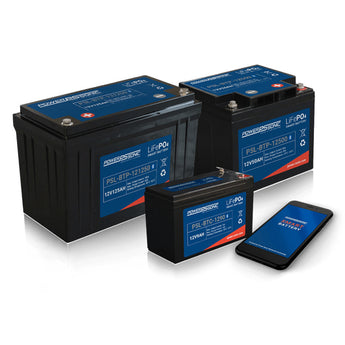 Power-Sonic PSL-BTP-241000 Bluetooth Enabled 100AH 25.6V Rechargeable Lithium Iron Phosphate (LiFePO4) Battery - M8 Terminals