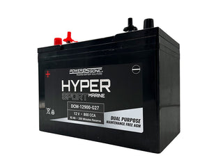 Power-Sonic DCM-12900-G27 AGM Deep Cycle 92Ah 12V 800CCA Rechargeable Sealed Lead Acid (SLA) Marine Battery - Group 27 - SAE Dual Terminal